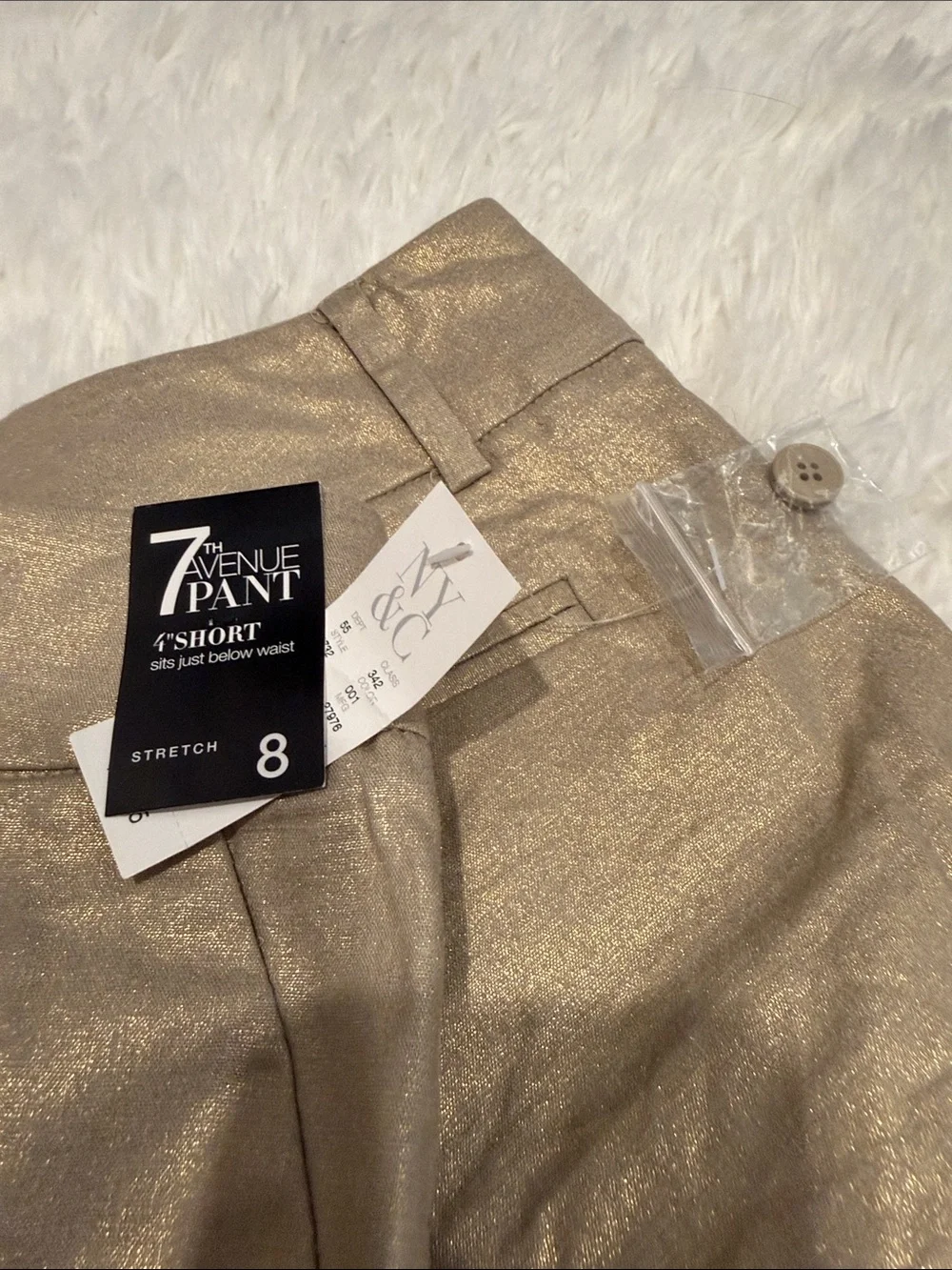 New York & Company Metallic Gold Cuffed Bermuda Shorts - Picture 7 of 7